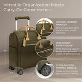 Briggs & Riley Wheeled Cabin Bag - Carry On Luggage for Travel, Suitcases with Wheels, Softside Rolling Bag for Men & Women, Interlocking Handle, Fits up to 13" Laptop - Rhapsody Collection, Olive