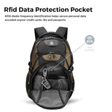 Swissdigital Design Laptop Backpack, Travel Backpack with USB Charging Port Fits 15.6 inches Computer, 31L College School Bookbag for Men,Tan/Black | SD803-34