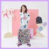 Inprof Kids Luggage with Spinner Wheels Carry on Suitcases for Girls 2 Piece Luggage Sets 16" Toddler Suitcase for Kids Rolling Suitcase Airline Approved (Bainbow Leopard)