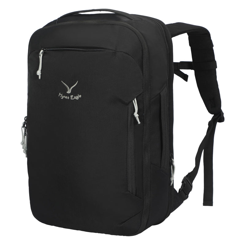 Hynes Eagle TSA Friendly Travel Backpack for Men Women Carry on Backpack 40L Flight Approved Laptop Backpack for 17 inches Compressible Weekender Bag Overnight Backpack Jet Black