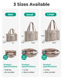 BAGSMART Boxy Tote Bag for Women, Crossbody Bag with Zipper, Crush Bow Purses for Travel Work College, Camel, Small