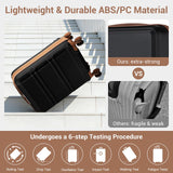 Kono Carry On Luggage 22x14x9 Airline Approved with Spinner Wheels,Lightweight PC+ABS 20 Inch Luggage with TSA Lock,Expandable Hard Shell Carry On Suitcases for Men Women,Black/Brown