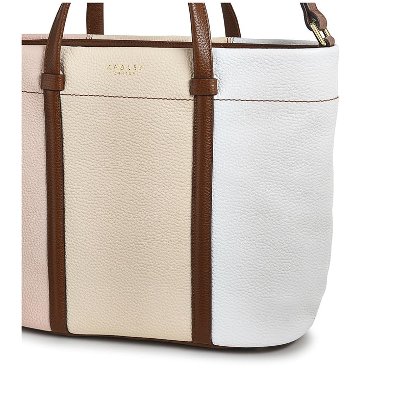 RADLEY London Rivington - Colourblock Women's Medium Leather Ziptop Satchel Bag, Clay Pink