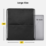 Vorspack Drawstring Backpack Water Resistant String Bag Sports Sackpack Gym Sack with Side Pocket for Men Women - Black
