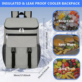 Schwylth Cooler Backpack, 30 Cans Backpack Coolers Insulated Leak Proof for Men Women, Ice Chest Beach Cooler Bag, Portable Lunch Backpack for Camping Hiking Picnic Travel (Grey)