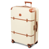 Bric's Bellagio 3.0 Spinner Trunk- Luxury Hardshell Check In Luggage with Large Wheels, Telescopic Handle, Leather Detailing - Expandable Rolling Suitcase - 30", Cream