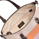 RADLEY London Lyme Terrace Stripe Women's Medium Leather Ziptop Satchel Bag, Clay Pink