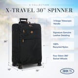Bric's X-Bag Large Spinner with Frame, Water-Resistant 360° Wheeled Checked Luggage with Ergonomic Handle and Organized Interior – 30 Inch, Black