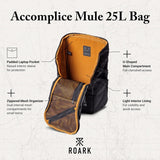 Roark Accomplice Mule 25L Travel Backpack for Men – Water-Resistant Adventure Daypack, Carry-On 14” Laptop Backpack, Zippered Mesh Storage, Hidden AirTag Pocket