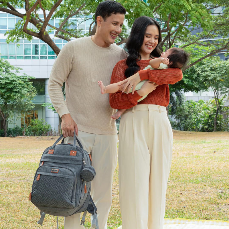 BabbleRoo Extra Large Diaper Bag Backpack, Expandable Baby Bag with Up to 50% More Capacity - Travel Essentials Baby Bag Tote with Changing Pad, Stroller Straps & Pacifier Case - Unisex, Black