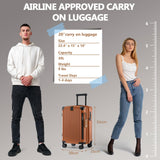Joyway Carry On Luggage, Expandable Suitcase with Smart Cup Holder and USB Port, 20 IN Hardside Checked with TSA Lock Spinner Double Wheels (Brown, Carry-On 20-Inch)