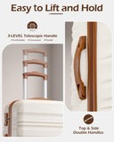 LONG VACATION Carry On Luggage Sets 3 Piece 20 Inch Suitcase Set, ABS+PC Hardshell Lightweight Travel Luggage with Spinner Wheels & YKK Zipper TSA Lock (BEIGE-BROWN, 20 Inch)
