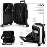 TRAVELARIM 20 Inch Carry On Luggage 22x14x9 Airline Approved, Carry On Suitcase with Wheels, Hard-shell Carry-on Luggage, Durable Luggage Carry On, White Small Suitcase with Cosmetic Carry On Bag