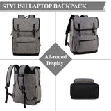 VASCHY Laptop Backpack, Water Resistant Multifunctional Business College Bookbag Computer Travel Backpack for Men Women Fits 15.6in Laptop,Gray
