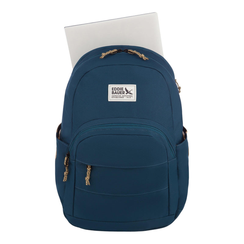 Eddie Bauer Campus Backpack 26L | Everyday Carry | Work | Travel | Commuter | Padded Laptop Sleeve | Stretch Bottle Pockets | Lightweight | Durable - Marine Blue