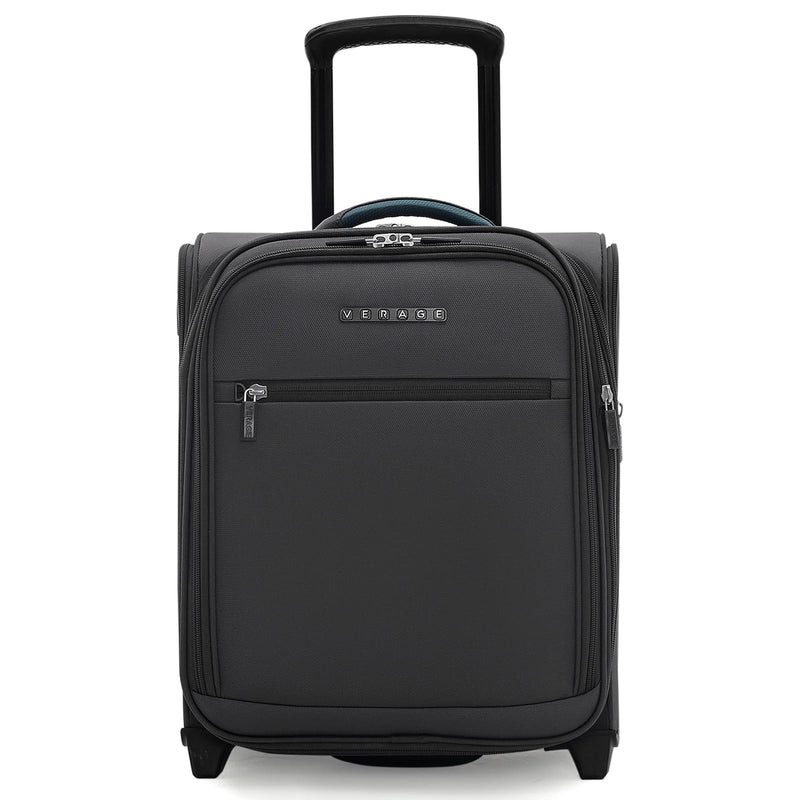 Verage 16 inch Underseat Carry On Luggage with Wheels, Grey Softside Small Suitcase Spinner Wheeled Rolling Travel Laptop Bag for Airlines Airplanes Short Trip Men Women