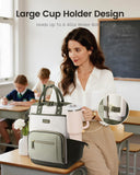 LOVEVOOK Laptop Backpack for Women with Giant Tumbler Holder,15.6 inch Professional Nurse Teacher Backpack Computer Laptop Bag,Cute Travel Backpack Purse Work College Bag,Beige-Bean green-Army green