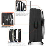 Traveler's Choice Lares Softside Expandable Luggage with Spinner Wheels, Black, 2 Piece Luggage Set