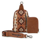 Wrangler Crossbody Bag with Card Wallet Aztec Sling Bag Purse Set WG2205-2101WBR