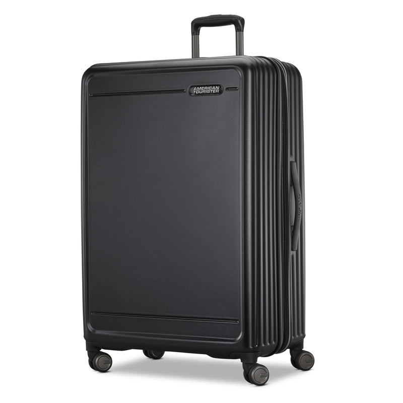 American Tourister Fathead Large Checked Luggage - Customize with Favorite Sports or Character Decal - Durable ABS Hardshell with 1.5" Expansion - 360° Spinner Wheels - RightHeight™ Handle - Black