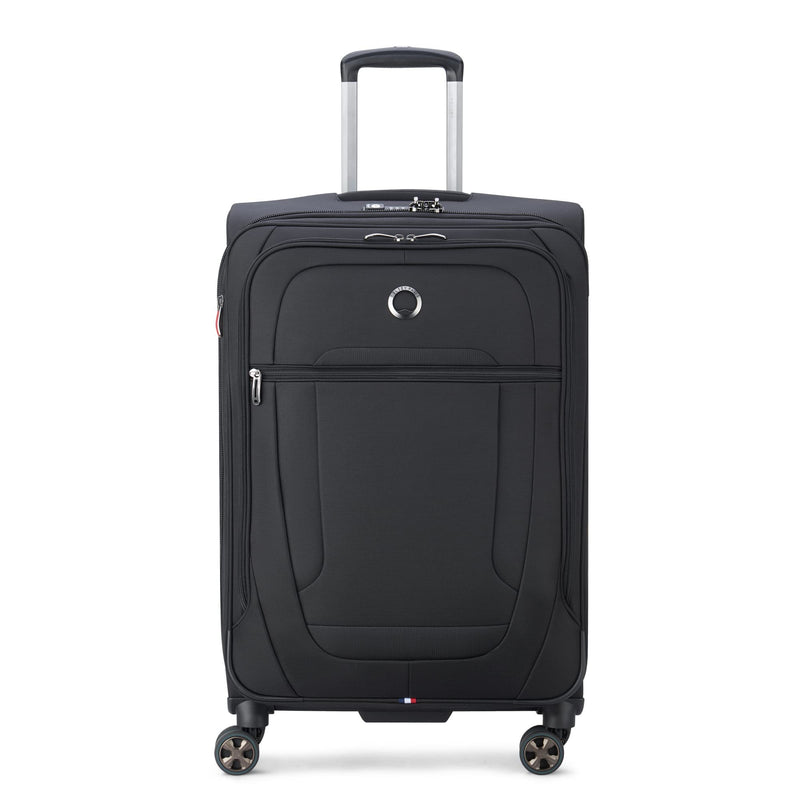 DELSEY PARIS Helium DLX Softside Expandable Luggage with Spinner Wheels, Black, Checked-Medium 25 Inch