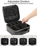 Relavel Makeup Bag, Travel Cosmetic Train Case Organizer Portable Artist Storage Bag with Adjustable Dividers for Cosmetics Makeup Brushes Toiletry Jewelry Digital Accessories Quilted Leather Black