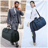 mixi Carry On Garment Bag for Travel 56L Convertible Duffle Bag for Men Women 2 in 1 Hanging Luggage Suitcase Dress Suit Travel Bag with Shoes Pouch, Sapphire Blue