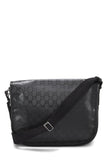 Gucci, Pre-loved Black GG Imprime Buckle Flap Messenger, Black