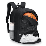MoKo Basketball Bag Backpack, Volleyball Soccer Backpack for Men & Women with Separate Ball and Shoes Compartments, Water-Resistant, Fence Hook, Sports Bag for Clothes, Shoes, Tablets, Laptops, Black