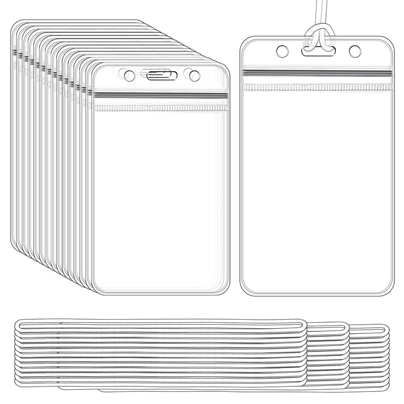 WYOMER 50 Pieces Plastic Holders for Luggage Tags, Badge Labels, and ID Cards with 50 Pack Luggage Tag Loop Straps for Office, Business, and Travel Supplies