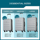 American Tourister Westridge Hardside Luggage Set with Spinner Wheels, Silver, 3PC SET (CO/M/L)