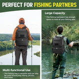 MATEIN Fishing Backpack Tackle Box, Water Resistant Tackle Backpack Boys Fishing Bags with Cooler & Rod Holders, Large Fish Organizer Box Storage Gear Accessories, Fish Gifts for Men, Black