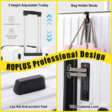ROPLUS Extra Large Wheels Carry On Luggage Hard Shell Suitcase Top Opening Hardside Frame Travel Luggage with TSA Lock (White, 21-Inch)