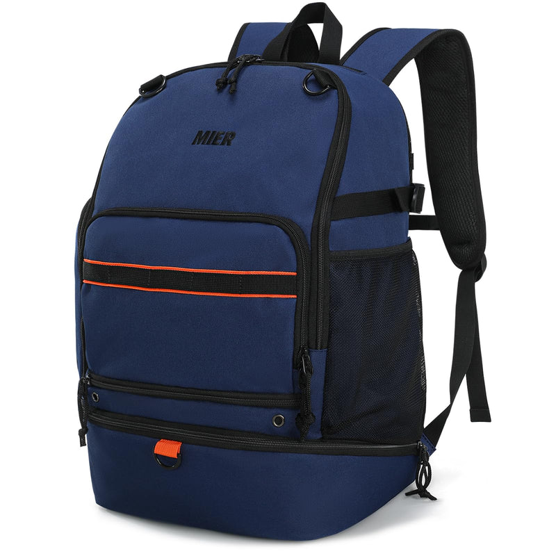 MIER Basketball Backpack Bags Sports Gym Backpacks with Shoe Compartment and Ball Holder for Adult Men Large Soccer Volleyball Football Equipment Gear Bag,Dark Blue
