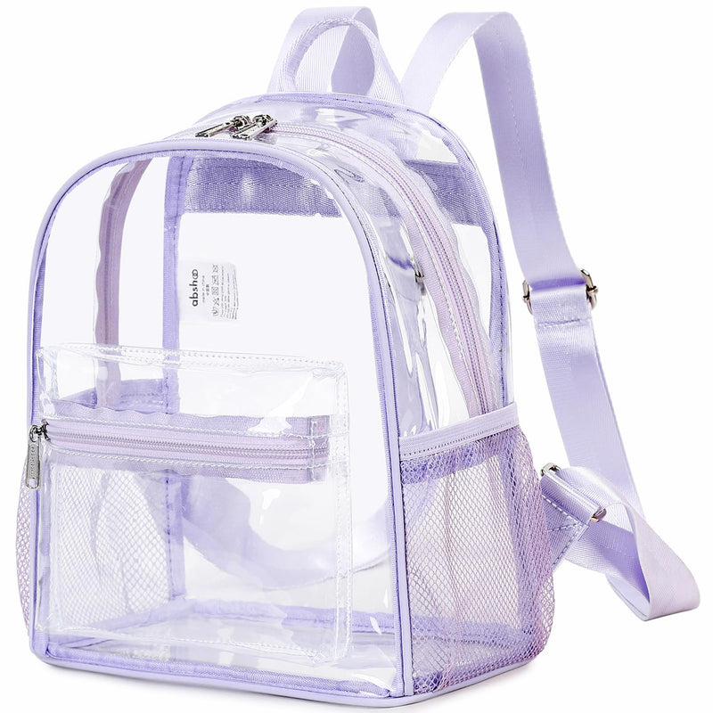 abshoo Clear Mini backpack Stadium Approved 12x12x6 Clear Bag Transparent Small Backpacks (Purple)