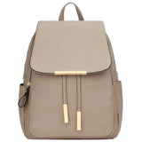 KKXIU Women’s Stylish Leather Backpack Purse – Lightweight Travel Backpack with Multiple Pockets, Lychee Grain PU Leather, Gold Hardware (A-Khaki, 10x12x4.5 Inches)