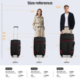 New York XPress 2-Piece Set Front Opening,Softside Luggage Sets w/Double Spinner Wheels Expandable Luggage,Lightweight Travel Luggage Rolling Suitcase w/LOCK（Black-Burgundy,20in/28in）
