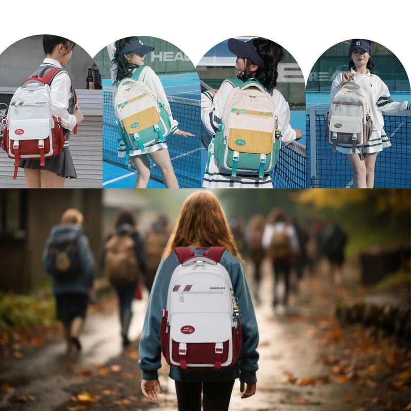 VIDOSCLA Teen Girls' Backpack for School Color-blocking Sports Kids Backpack for Teens Middle School Students Bookbag