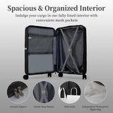 AAIVV Luggage 4 Piece Set Suitcase with TSA, Airline-Approved Hard Shell Expandable Double Spinner Rolling Wheels Suitcases for Lightweight Travel (Black, 28in26in20in13in)
