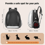Active Cooling Pet Backpack Carrier with Side Fan,Airline Approved Transparent Bubble Backpack for Cats, Dogs, Puppies Enhanced Ventilation for Travel, Hiking, Camping (Black)