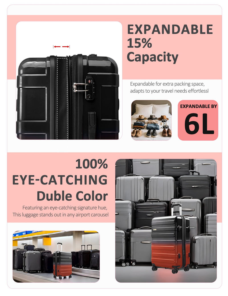 Tolino Carry on Luggage 22x14x9 Airline Approved-20 Inch Hardside Suitcase with Wheels TSA Lock, PC+ABS Lightweight Carry on Suitcases for Women and Men