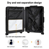 2-Piece Hardshell Zipperless Luggage Set, 20/26" Aluminum Frame Hardshell Spinner Luggage, Airline Approved Carry-On Luggage, TSA Lock, 360° Quiet Wheels With Cup Holder (Black)