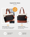 LOVEVOOK Tote Bag for Women, Expandable Laptop Work Bag 15.6 Inch, 33L Large Travel Handbag with 40oz Tumbler Holder, TSA, Chic Designer Style Contrast