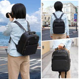 Divvia Small Camera Backpack Classic PU Leather for DSLR, Professional Camera Bag for Photographers with 11 Inch Pad/Tablet Compartment Small 10L Black