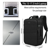 Lubardy Travel Backpack for Men Women 17 Inch Flight Approved Carry on Backpack Waterproof Large 40L Luggage Daypack Business College Weekender Overnight Laptop Backpack with 3 Packing Cubes, Black