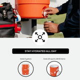 Igloo 5 Gallon Portable Sports Cooler Water Beverage Dispenser with Flat Seat Lid, Insulated Beverage Dispenser, Orange/White