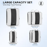 6 Set Compression Packing Cubes for Travel Essentials,Compressible Expandable Packing Cubes for Suitcase,OlarHike Luggage Organizer Bags for Travel,Handy Helper for Organizing Clothes(Black)