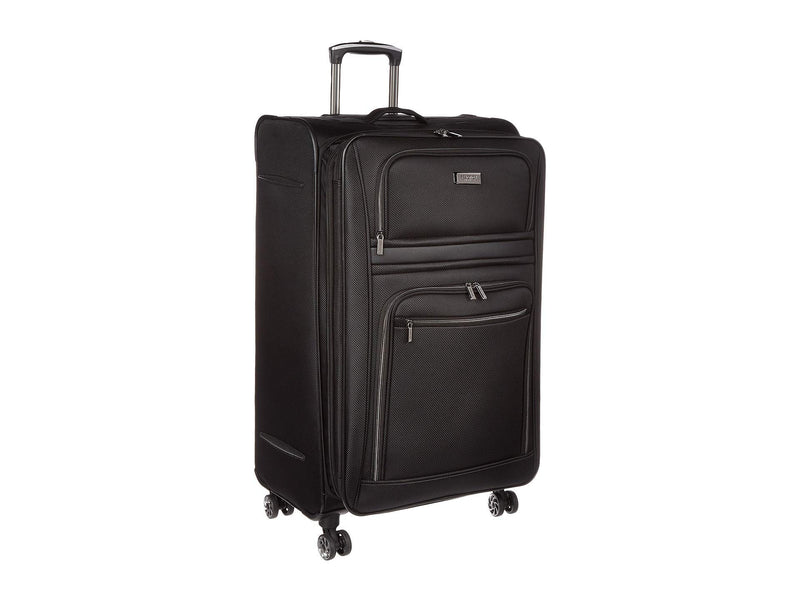 Kenneth Cole REACTION Rugged Roamer Lightweight Softside Expandable 8-Wheel Spinner Luggage, Black, 28-Inch Checked
