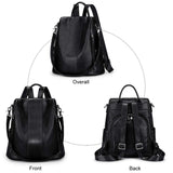 S-ZONE Leather Backpack Purses for Women Antitheft Rucksack Shoulder Bag Medium