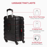 SwissGear 7366 Hardside Expandable Luggage with Spinner Wheels, Black, Carry-On 19-Inch
